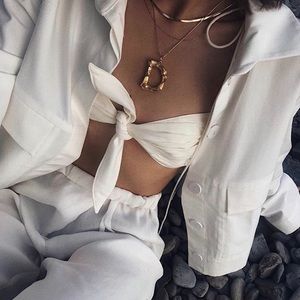 NEW | Gold Bamboo Initial Letter Pendant Necklace✨